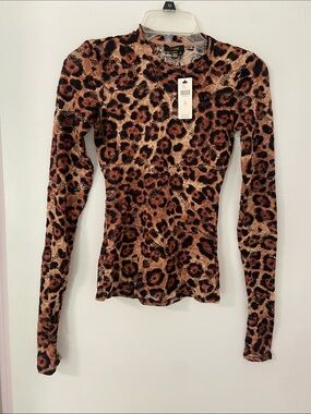 AFRM Kaylee Print Lace Top In Cocoa Leopard